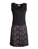 Vishes - Alternative Bekleidung - Damen Baumwoll-Kleid, Blumen-Muster, Wasserfall-Kragen und Taschen schwarz 44