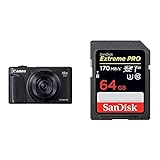 Canon PowerShot SX740 HS Digitalkamera (20,3 MP, 40-Fach optischer Zoom, 7,5cm (3 Zoll) Display) schwarz & SanDisk Extreme PRO 64GB SDXC Speicherkarte bis zu 170 MB/s, Class 10, U3, V30