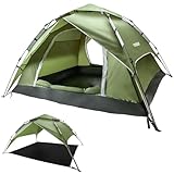 Yorbay 2 in 1 Pop Up Camping Zelte für 2-3 Personen, doppelwandig Wasserdicht UV-Schutz Kuppelzelte Wurfzelte für Familie, Trekking, Outdoor, Festival, Grü