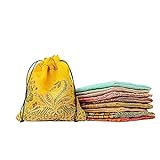 Aga's Own 50 Schmuckbeutel ca. 10x10 cm Beutel Säckchen Stoff Geschenkbeutel Verpackung Farbige Schmuckbeutel Geschenk Verpacken - Sari Stoff/Indien (10x10 cm)