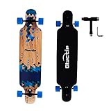 Clyctip Longboard Skateboard Cruiser 41 Zoll Ahorn Longboard geeignet für Anfänger Erwachsene Jugendliche Jungen Mädchen ABEC-11 Kugellager (Blau)