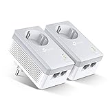 TP-Link TL-PA4020P KIT 600Mbps 4-Ports Passthrough Steckdose Powerline Adapter Set (4x10/100Mbit/s-Ethernet-Port, energiesparend, kompatibel zu allen gängigen Powerline Adaptern) weiß