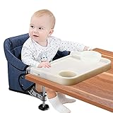 Baby Tischsitz mit Essbrett Portable Faltbar Hochstuhl Sitzerhöhung mit Transportbeutel, Geschenk für Kleinkinder, Tragbar für Zuhause & Reise(Blau)
