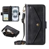 BEEJTUNY Crossbody PU Leder Hülle für Umidigi G100X 5G/G9X/NOTE 100X 5G, Handyhülle Geldbörse mit Außenfach, Modische Magnetische Stoßfeste Schutzhülle.Schw