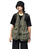 Damen Anglerweste Journalist Fotografie Atmungsaktiv Weste Reisejacke Mantel Multi-Tasche Jacke (Armeegrün, S)