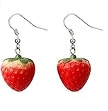L_shop Kunststoffharz Erdbeer Ohrringe Kleine frische süße Ohrringe Nette rote Frucht Ohrringe