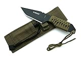 KOSxBO® BW Taktisches Survival Messer mit Feuerstein und Paracord - Fallschirmleine für Outdoor Camping Jagd Angeln Prepper