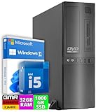 Office PC mit Intel i5 | 3.2GHz | 32 GB RAM | 1000 GB SSD | DVD±RW | Smart ID Card Reader 5-in-1 | MS Office 2021 | USB3 | Windows 11 Pro | Multimedia Computer mit 3 Jahren Garantie!