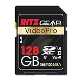 Ritz Gear Extreme Performance Video Pro 128 GB 4K 8K Ultra HD SDXC U3 V60 A1 Speicherkarte (Lesst 265 MB/s 120 MB/s Schreiben)