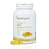 SanaExpert Omega-3 Fettsäuren, 1000 mg, mit natürlichem Fischöl aus Wildfang und Vitamin E, für Gehirn, Herz & Sehkraft, 2-Monatspackung à 120 Kapseln (1)