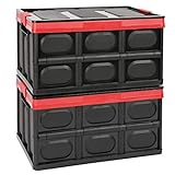 2 Stück Faltbare Aufbewahrungsbehälter mit Deckel Kisten Kunststoff Klappbox Transportbox Container 30L Lagerbehälter Für Kleidung, Bücher, Snack Aufbewahrungsboxen Regalkörbe Storage Box - Schwarz