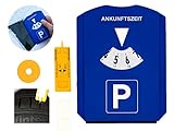 GibtPlus+ Parkscheibe 5 in 1 Parkuhr mit Reifenprofiltiefenmesser, Eiskratzer und Einkaufswagenchip Kunststoff blau fürs Autos