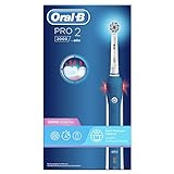 Oral-B PRO 2 2000 Sensitive Clean Elektrische Zahnbürste/Electric Toothbrush, mit 2 Putzmodi inkl. Sensitiv und visueller Andruckkontrolle für Zahnpflege, Designed by Braun, blau