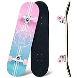 Skateboard, 31 x 8 Zoll komplettes Skateboard,8-lagiges Ahornholz, ABEC-11 Kugellager und 95A Rollen,Standard-Skateboards für Kinder, Jugendliche, Erwachsene, Anfäng