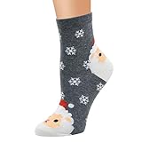 LRWEY Damen-Socken mit Tiermotiv, niedlich, lustig, Geschenkidee für Frauen, Bequeme Weihnachtsstrümpfe, Baumwolle, Hausschuhe mit kurzem Druck Gr. One Size, grau