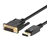 Rankie Verbindungskabel, DisplayPort auf DVI, Vergoldet 1080P DisplayPort DP auf DVI Kabel, 1,8m