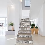 13 Stück Selbstklebende Treppenaufkleber Fliesen, Sticker Zementfliesen, Selbstklebende PVC-Treppen Aufkleber Abnehmbare wasserdichte Treppenaufkleber für Hauptschlafzimmer Wohnzimmer Dekos(18*100cm)