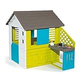 Smoby – Pretty Haus - Spielhaus für Kinder für drinnen und draußen, mit Küche und Küchenspielzeug (17 teilig), Gartenhaus für Jungen und Mädchen ab 2 Jahren