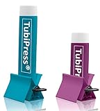 TubiPress das deutsche Original - 2x Tubenquetscher mit Tubenschlüssel - Tubenausdrücker für Senf, Zahnpasta und jede andere Tube - Tubenhalter mit integriertem Tubenroller (lila / petrol)