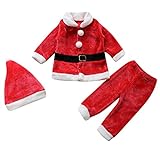 Le SSara Baby Winter 3pcs Weihnachten Weihnachtsmann Outfit Kostüm Hut + Mantel + Hose (80)