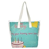 Happy Birthday Wishes transparente Tragetasche, 2-in-1 Strandtasche, transparente Handtaschen mit Innentasche für Strand, Shopping, Sport und Arbeit