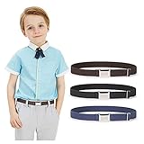 JasGood Jungen und Mädchen Gürtel, Elastisch Stretch Verstellbarer Gürtel für Kinder mit Silber Quadratische Schnalle Anzug für Hosengröße unter 66cm