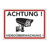 Achtung Videoüberwachung Schild - Warnschild - Hinweisschild für Kameraüberwachung - Video Überwachungsschild - Dieser Bereich Wird videoüberwacht (20x15 cm) (1 STK. Achtung Videoüberwachung)