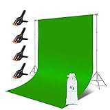 JS Vision | Faltbares Greenscreen Tuch [1,80x2,80m] – Green Background [100 % Baumwolle] – Grünes Tuch 4X Klemmen – Film Hintergrund, Shooting