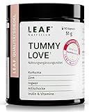 Leaf Nutrition TUMMY LOVE Kapseln vegane Nahrungsergänzung mit Kurkuma, Zimt, Ingwer & Artischocke | für Magen & Darm | 45 Tage (90 Stück) | nachhaltige Verpackung & Made in Germany