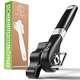 Oliver's Kitchen ® Dosenöffner - Rostfreier Edelstahl - Schwarz Sicherheitsdosenöffner - & Deckelöffner - Komfortabler rutschfester Griff - Müheloses Öffnen von D