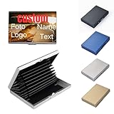 T NEWFUN Personalisierter RFID Kreditkartenhalter aus Edelstahl, Visitenkartenetui, Slim Wallet für Führerschein, Ausweise und Kreditkarten, für Männer und F