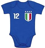 Shirtgeil Fan Babytrikot Italien - für Junge und Mädchen Baby Body Kurzarm-Body 6-12 Monate Blau