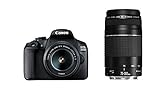 Canon EOS 2000D Spiegelreflexkamera (24,1 MP, DIGIC 4+, 7,5 cm (3,0 Zoll) LCD, Full-HD, WIFI, APS-C CMOS-Sensor) inkl. Objektive EF-S 18-55mm F3.5-5.6 IS II und EF 75-300mm F4-5.6 III, schwarz