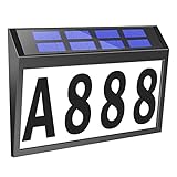 Hausnummer Solarhaus Zahlen Licht, beleuchtete Hausnummern Zeichen Plaque Adressnummern für Häuser Wasserdicht LED Solarbetrieben (Color : Black)