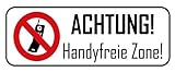 Schatzmix Achtung Handyfreie Zone Metallschild 27x10 cm Wanddeko tin Sign Blechschild, Blech, Mehrfarbig