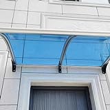 UV-Regen-Schnee-Schutz Vordach Haustür,aus Aluminium und Polycarbonat,Blaue Vordach für Eingangstür,Terrassen-Veranda Pultbogenvordach,Großes Waschbecken Türvordach (150x180cm/59 x71)