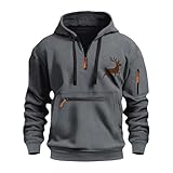 Generisch Hoodie Herren Oversize Y2K Pullover Basic Jogging Sport Hoodie Kordelzug Mit Taschen Slim Fit Reißverschluss Gedruckt Hoody Gym Pullover Loose Fit Pullover Hoodie Ultra Soft Sw