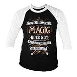 Harry Potter Offizielles Lizenzprodukt Magic Baseball 3/4 Ärmel T-Shirt (Schwarz-Weiß), Medium