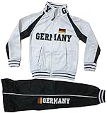 Kinder Jungen Mädchen Trainingsanzug Sportanzug Jogginganzug Hose Jacke Germany (Weiß, 110 / 116)