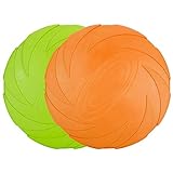 Vivifying Hundefrisbee, 2 Stück 15cm Hunde-Frisbee aus Natürlichem Kautschuk für Land und Wasser (Grün + Orange)