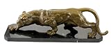 Kunst & Ambiente - XXL Panther Statue in Bronze auf Marmorsockel - signiert von Milo - Skulptur - Tierskulptur - Luxus Deko - Edel Dekoration - Wohnung - Einrichtung