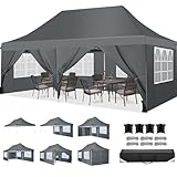 COBIZI Faltpavillon 3X6, Pavillon 3x6m Wasserdicht Stabil Winterfest, Faltbar Partyzelt mit 6 Seitenwänden & 4 Sandsack Pop up Gartenpavillon Anti-UV für Hochzeiten, Freien, G
