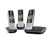 Gigaset C430A Trio 3 schnurlose Telefone mit Anrufbeantworter (DECT Telefon mit Freisprechfunktion, klassische Mobilteile mit TFT-Farbdisplay) schwarz-silber