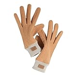 Harilla Winter Warme Handschuhe Mischstreifengewebe Einfache Winddichte Weiche Touchscreen-Reithandschuhe Thermische Handschuhe für Radfahren, Klettern, Yellow