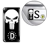 SkinoEu® 2 x 3D Gel Silikon Nummernschild Kennzeichen JDM Aufkleber Stickers Tuning Auto Motorrad Punisher Schwarz Skull Schädel Totenkopf Mittelfinger EU QS 24