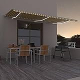 Home & Garden – Manuelle Markise mit LED versenkbar, 600 x 350 cm, Gelb und Weiß, Möbelw