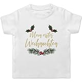 Weihnachten Baby - Mein erstes Weihnachten - Wasserfarben - Zweige - 18/24 Monate - Weiß - Mein erstes Weihnachten Baby - BZ02 - Baby T-Shirt Kurzarm