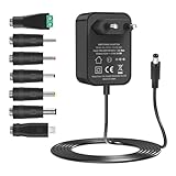 12V 2A Netzteil, Isisyu LED Trafo 12V Netzteil AC zu DC Adapter mit 7 DC Steckern, 12 Volt Netzteil Power Supply für LED Strip, CCTV Kamera, Router, Radio, Externe Festplatte, Yamaha Keyb