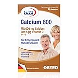 Calcium 600 | Für Knochen und Muskelfunktion | 60 Tabletten für 2 Monate | EuRho® Vital – Made in Germany