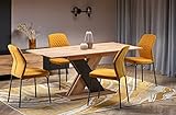 Design Esstisch Tisch HA-111 Eiche Wotan - Schwarz matt ausziehbar 130 bis 175 cm